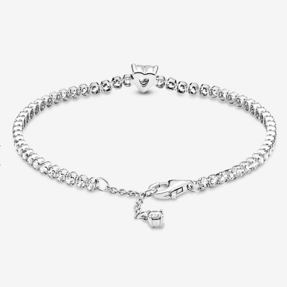 Pandora Sparkling Heart Tennis Bracelet 590041c01-16Sterling silver NWT - Picture 2 of 6